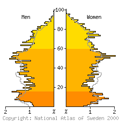 [Age-sex pyramid 1998 for Nordanstig municipality]