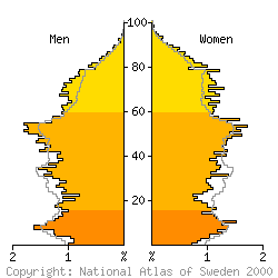 [Age-sex pyramid 1998 for S�derhamn municipality]