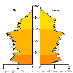 [Age-sex pyramid 1998 for Hudiksvall municipality]