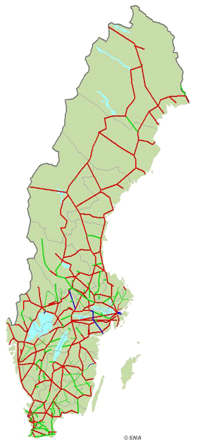 Map of The railway network, 1996