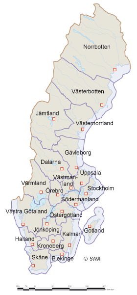 Karta �ver L�nsindelning 2007-