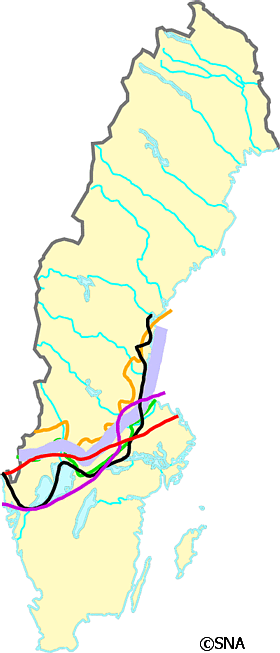 Karta ver Limes norrlandicus i Sverige