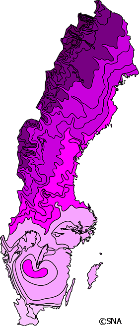 Karta �ver Sista dag med sn�t�cke 1961-90