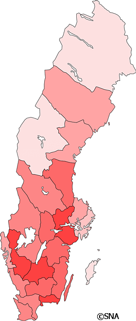 Karta ver Sysselsatta i industri 1970