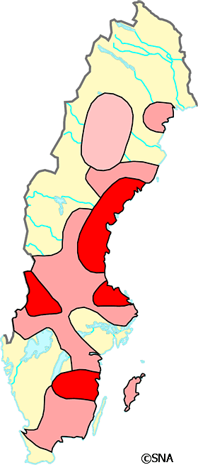 Karta �ver Vitryggig hackspett 1800-talet