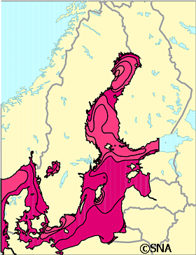 Karta �ver Ytvattentemp-ist�cke, jul -89