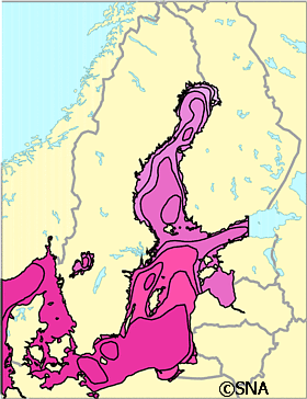 Karta �ver Ytvattentemp-ist�cke, okt -89