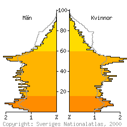 [Befolkningspyramid 1998 f�r Upplands-Bro kommun]