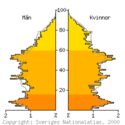 [Befolkningspyramid 1998 f�r Nyn�shamn kommun]