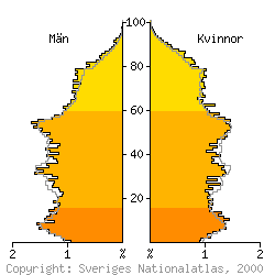 [Befolkningspyramid 1998 f�r H�ssleholm kommun]