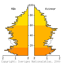 [Befolkningspyramid 1998 f�r Orust kommun]